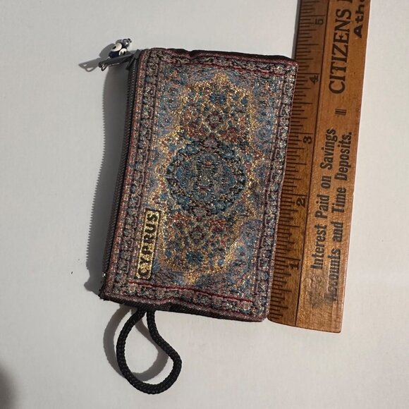 Cyprus Tapestry-Inspired Coin Purse With Evil Eye Zipper Pull & Wrist Strap - Picture 4 of 9